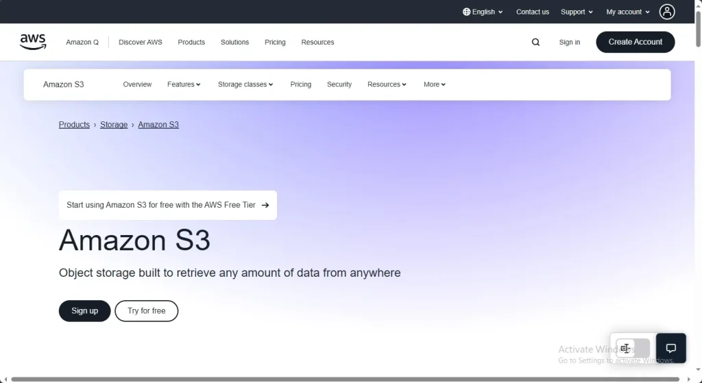 AWS S3 cloud storage