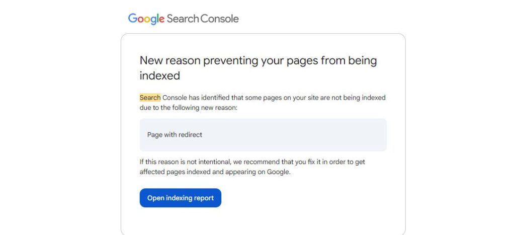 search console error indexing page