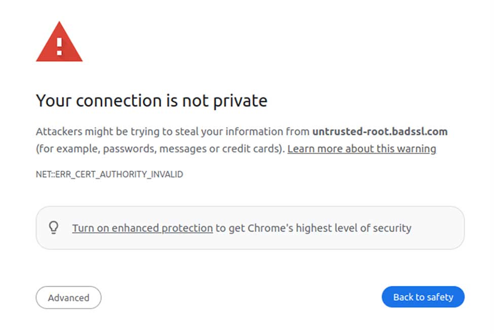 ssl cert invalid error chrome
