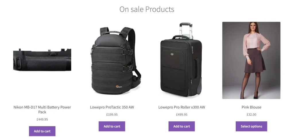ecommerce product listings with add to art buttons