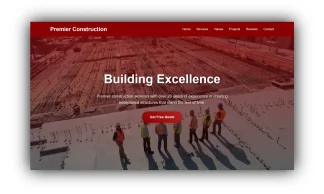 Clean Construction Company Website Dark Red