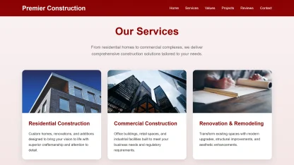 Clean Construction Company Website Dark Red - Image 2