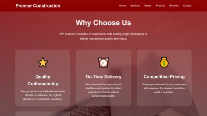 Clean Construction Company Website Dark Red - Image 4