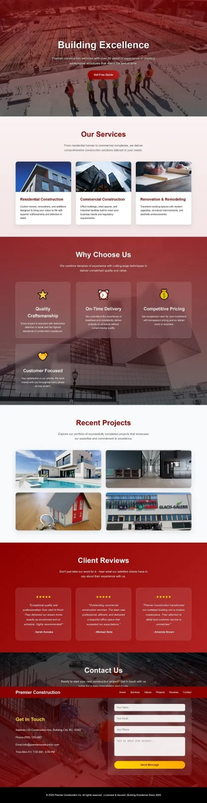 Clean Construction Company Website Dark Red - Image 5