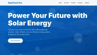 Solar company website blue bold