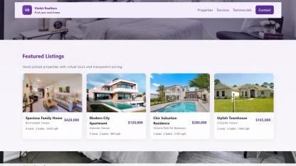 Real Estate Website Purple with Property Listings - Image 2