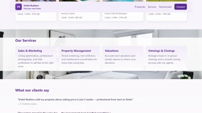 Real Estate Website Purple with Property Listings - Image 3
