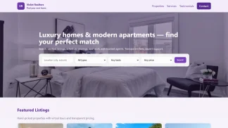 Real Estate Website Purple with Property Listings