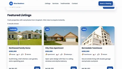 Real Estate Website Blue with Property Listings - Image 2