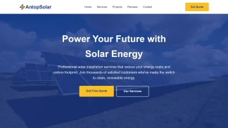 Solar company website blue yellow
