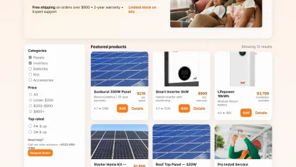 Solar Online Store Website Orange - Image 2