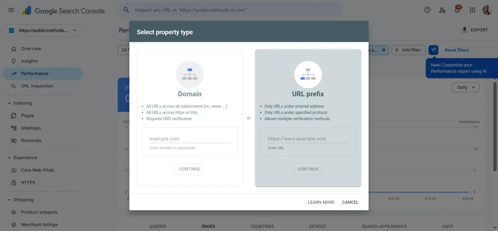 google search console property submission