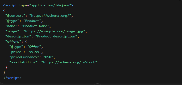 product schema markup json code